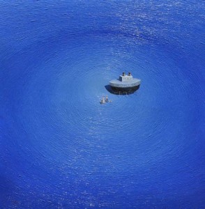 Inmigrantes - Pintura en óleo de Mario Pérez